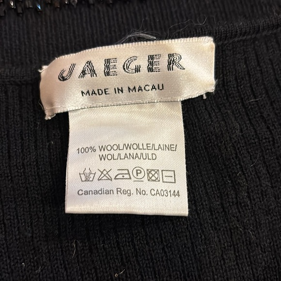 Jaeger Vintage Black Wool Beaded Stripe Sweater  Size Large - Picture 6 of 7